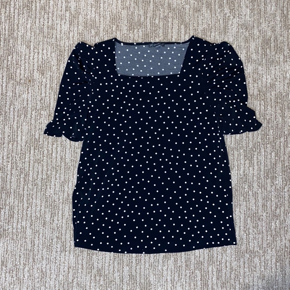 Adriana Papell black polka dot shirt